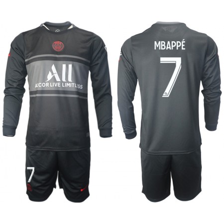 Billiga Fotbollströjor Paris Saint-Germain Kylian Mbappé 7 Barn Tredje tröja 2021/22 Långärmad